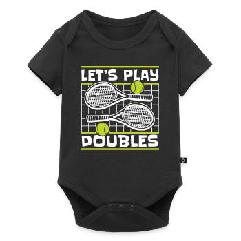 Let's Play Doubles Tennis Player Racket - Baby Premium short-sleeve bodysuit - black - Front
