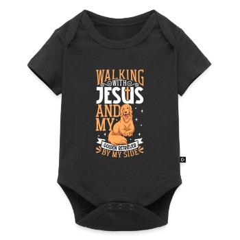 Jesus and Dog - Golden Retriever - Baby Premium short-sleeve bodysuit - black - Front
