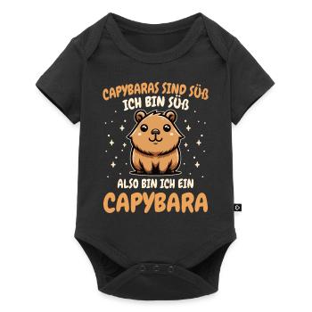 Capybara Wasserschwein Capybaras - Baby Premium Kurzarmbody - Schwarz - Vorne