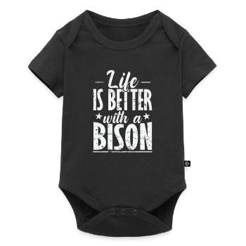 Life is better with a bison animal - Baby Premium short-sleeve bodysuit - black - Front