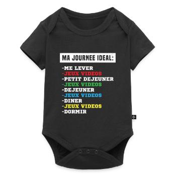 geek ma journée idéale idée cadeau gamer homme - Body à manches courtes Premium Bébé - noir - Devant