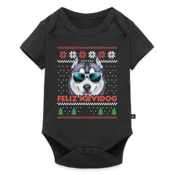 Husky sibérien Feliz Navidog Noël moche - Body à manches courtes Premium Bébé - noir - Devant