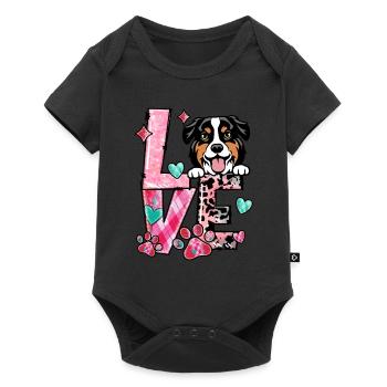 Australian Shephard Dog I Love My Dog Valentines D - Baby Premium short-sleeve bodysuit - black - Front
