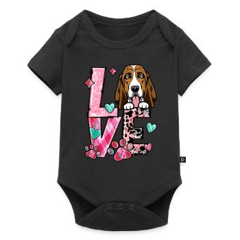 Basset Dog J’aime mon chien Saint-Valentin - Body à manches courtes Premium Bébé - noir - Devant