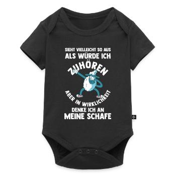 Schaf Schäfer Schäferei Bauer Landwirt Bauernhof S - Baby Premium Kurzarmbody - Schwarz - Vorne