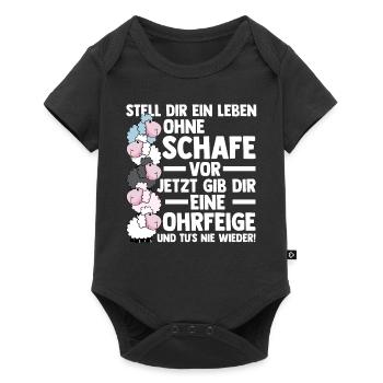 Schaf Schäfer Schäferei Bauer Landwirt Bauernhof S - Baby Premium Kurzarmbody - Schwarz - Vorne
