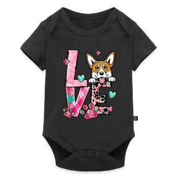 Corgi Dog J’aime mon chien Saint Valentin - Body à manches courtes Premium Bébé - noir - Devant