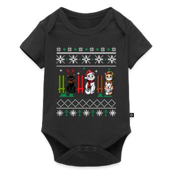 Ho Ho Meowy - Pyjama Chat PJ Laid Drôle Noël - Body à manches courtes Premium Bébé - noir - Devant