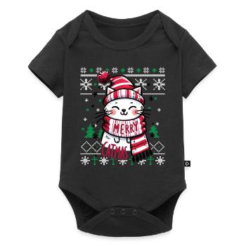 Meowy Catmas - Cat Pajamas PJ Ugly Funny Xmas - Baby Premium short-sleeve bodysuit - black - Front