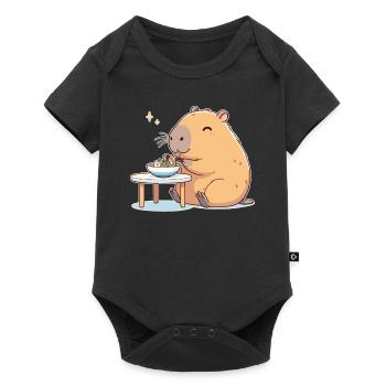 süße Capybara isst Ramen Nudeln Capybaras Ramen - Baby Premium Kurzarmbody - Schwarz - Vorne