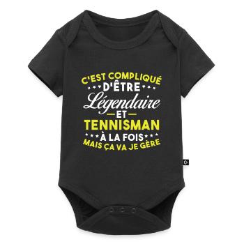 Légendaire Et Tennisman Cadeau Tennis Drôle - Body à manches courtes Premium Bébé - noir - Devant
