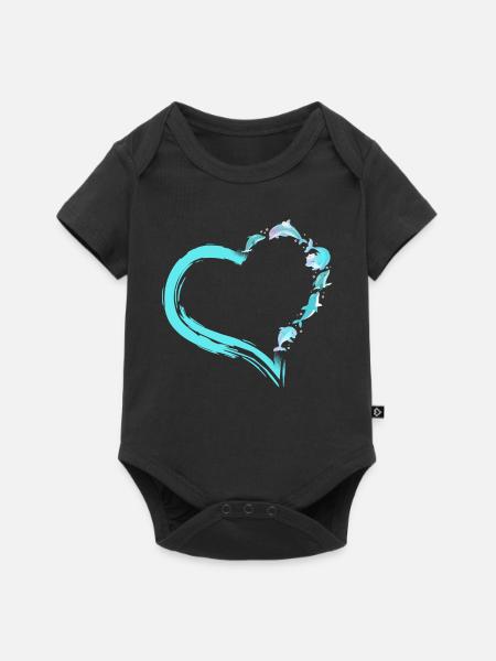 Dolphin Heart - Baby Premium Kurzarmbody - Schwarz