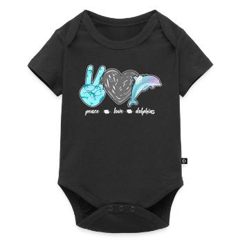 Dolphin Peace Love Dolphin - Baby Premium Kurzarmbody - Schwarz - Vorne