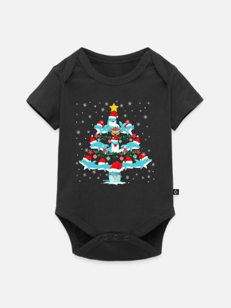 Dolphin Christmas Tree - Baby Premium Kurzarmbody - Schwarz
