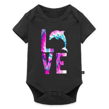 Dolphin Watercolor Love - Baby Premium short-sleeve bodysuit - black - Front