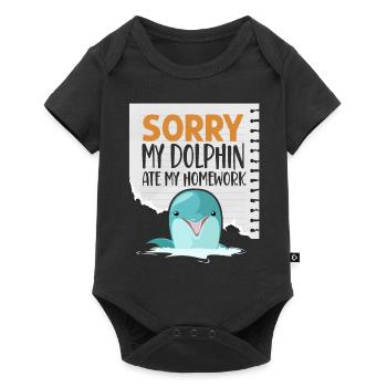 Dolphin Sorry My Dolphin Ate My - Baby Premium Kurzarmbody - Schwarz - Vorne
