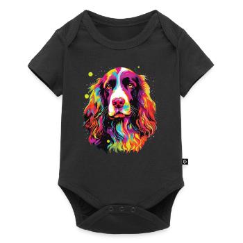 Aquarelle colorée anglais Springer Spaniel - Body à manches courtes Premium Bébé - noir - Devant