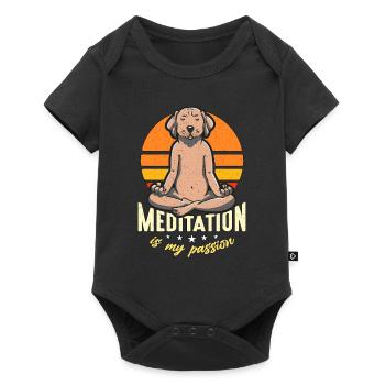 Meditation Is My Passion Yoga Relaxation Dog Lover - Baby Premium short-sleeve bodysuit - black - Front