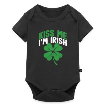 Embrasse-moi, je suis irlandais drôle chanceux trèfle Saint - Body à manches courtes Premium Bébé - noir - Devant