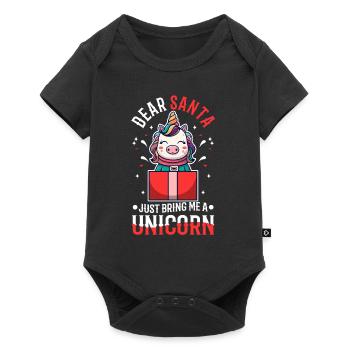 Dear santa just bring me a unicorn - Baby Premium short-sleeve bodysuit - black - Front