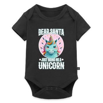 Dear santa just bring me a unicorn - Baby Premium short-sleeve bodysuit - black - Front