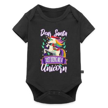 Dear santa just bring me a unicorn - Baby Premium short-sleeve bodysuit - black - Front