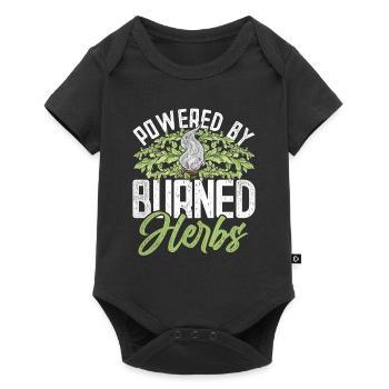 Wohnung Ausräuchern Powered By Burned Herbs - Baby Premium Kurzarmbody - Schwarz - Vorne