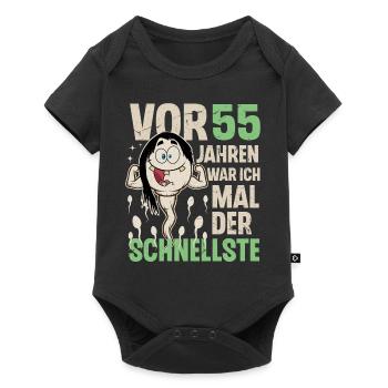 55. Geburtstag 55 Jahre War Ich Mal Der Schnellste - Baby Premium Kurzarmbody - Schwarz - Vorne