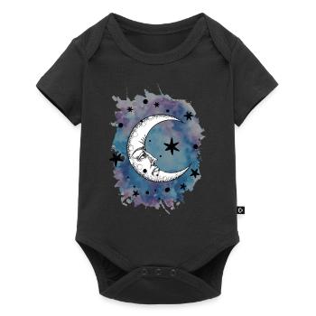 Moon Stars Watercolor Watercolor Outer Space - Baby Premium short-sleeve bodysuit - black - Front