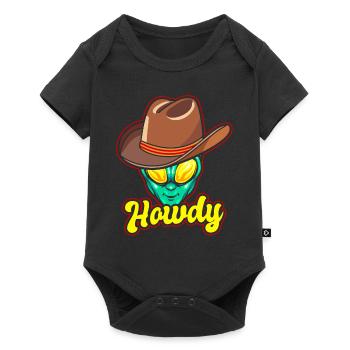 Howdy Alien Cowboy Space UFO Funny Western Rodeo - Baby Premium short-sleeve bodysuit - black - Front