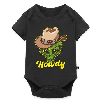 Howdy Alien Cowboy Space UFO Funny Western Rodeo - Baby Premium short-sleeve bodysuit - black - Front