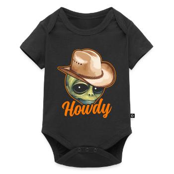 Howdy Alien Cowboy Space UFO Funny Western Rodeo - Baby Premium short-sleeve bodysuit - black - Front