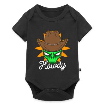 Howdy Alien Cowboy Space UFO Funny Western Rodeo - Baby Premium short-sleeve bodysuit - black - Front