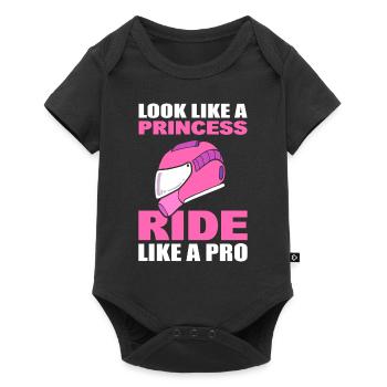 Look Like A Princess Ride Like A Pro Motorrad - Baby Premium Kurzarmbody - Schwarz - Vorne