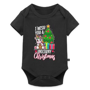 Je vous souhaite un Noël de Licorne - Body à manches courtes Premium Bébé - noir - Devant