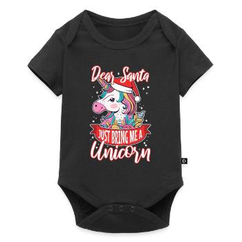 Dear santa just bring me a unicorn - Baby Premium short-sleeve bodysuit - black - Front