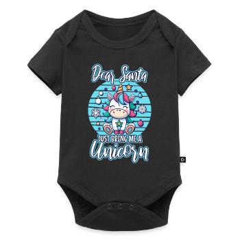 Dear santa just bring me a unicorn - Baby Premium short-sleeve bodysuit - black - Front