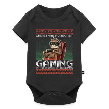 Funny Christmas Forecast Gaming Faultier Ugly Xmas - Baby Premium Kurzarmbody - Schwarz - Vorne