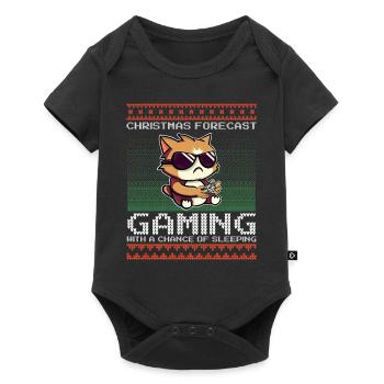 Funny Christmas Forecast Gaming Katze Ugly Xmas - Baby Premium Kurzarmbody - Schwarz - Vorne