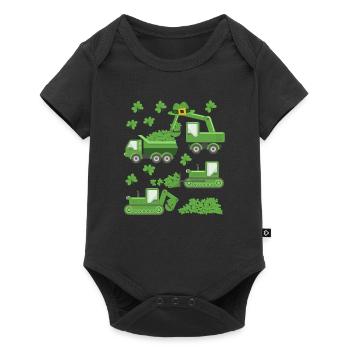 St Patrick's Day Crane Truck Excavator Construction Shamrock - Baby Premium short-sleeve bodysuit - black - Front