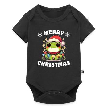 Père Noël chapeau Noël guirlandes lumineuses grenouille - Body à manches courtes Premium Bébé - noir - Devant