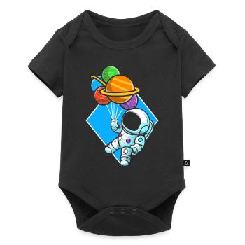 Astronaut Holding Planet Balloons Solar System - Baby Premium short-sleeve bodysuit - black - Front