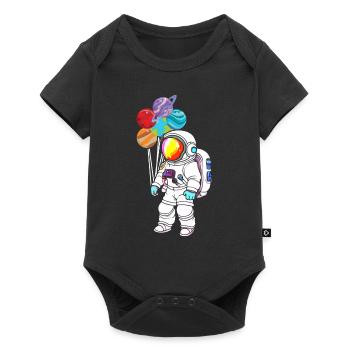 Astronaut Holding Planet Balloons Solar System - Baby Premium short-sleeve bodysuit - black - Front
