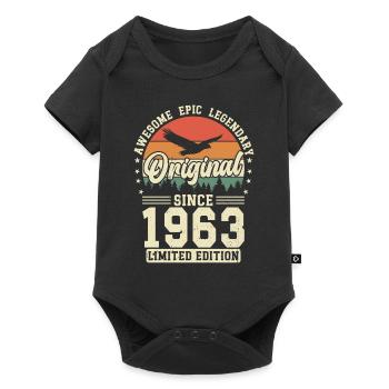 Élégant des années 60 : Idée cadeau vintage 1963 - Body à manches courtes Premium Bébé - noir - Devant