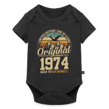 1974 Vintage Birthday Tee - Baby Premium Kurzarmbody - Schwarz - Vorne