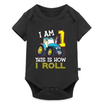 1Cadeau de tracteur drôle d’anniversaire - Body à manches courtes Premium Bébé - noir - Devant