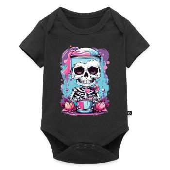 Kawaii Goth Pastel Skeleton Milkshake Design - Baby Premium short-sleeve bodysuit - black - Front