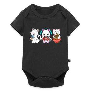 Chat Boba Thé Bubble Tea Gaming Gamer Ramen Anime - Body à manches courtes Premium Bébé - noir - Devant