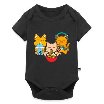 Chat Boba Thé Bubble Tea Gaming Gamer Ramen Anime - Body à manches courtes Premium Bébé - noir - Devant
