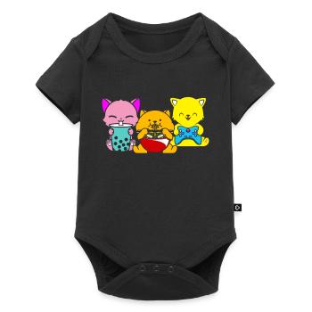 Chat Boba Thé Bubble Tea Gaming Gamer Ramen Anime - Body à manches courtes Premium Bébé - noir - Devant